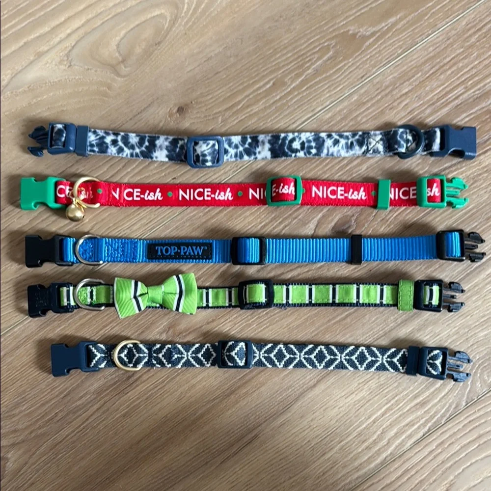 Top Paw Assortment x 5 Adjustable Dog Collars Small holiday